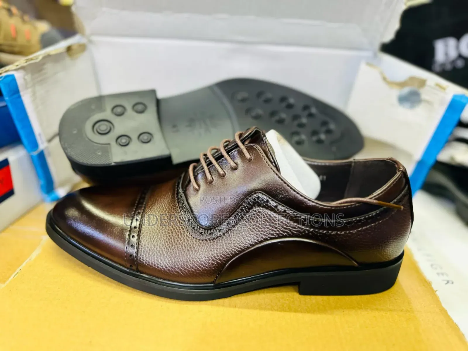 Executive Men Brown Leather Shoes With Laces