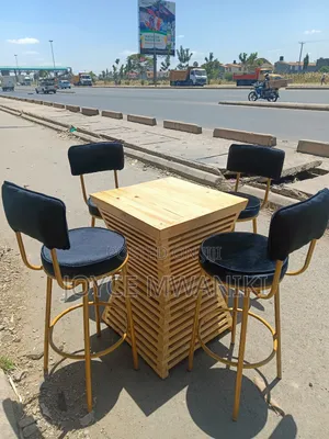 Bar Set of 4 Chairs and a Wooden Table, 