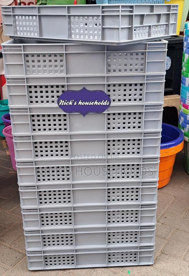 Gray Grocery Plastic Crates Available - main view