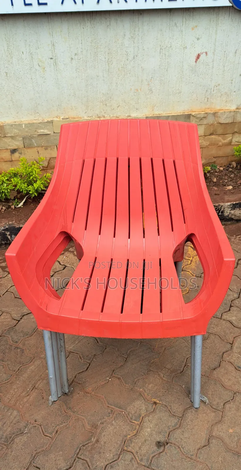 Large Plastic Chair With Metal Tubing Legs