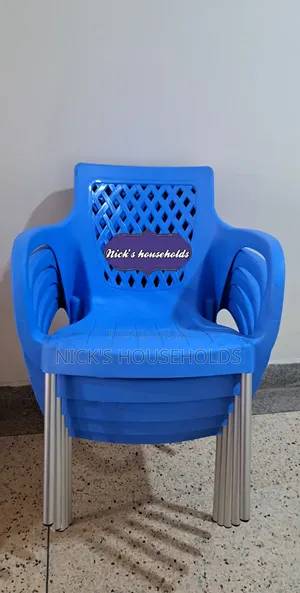 Complast Blue Chairs With Metal Tubing Legs