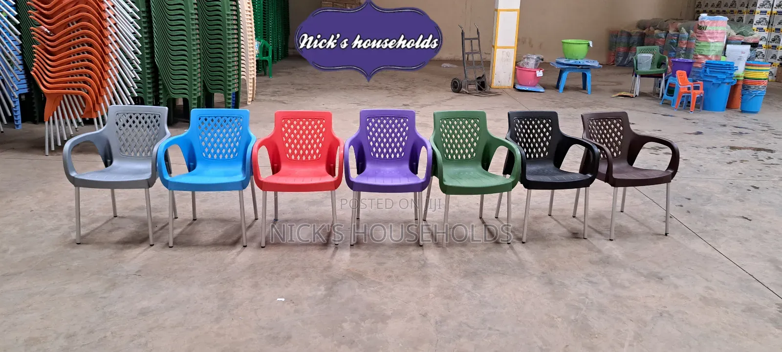 Red,Blue,Green,Black, Purples Plastic Chairs Available