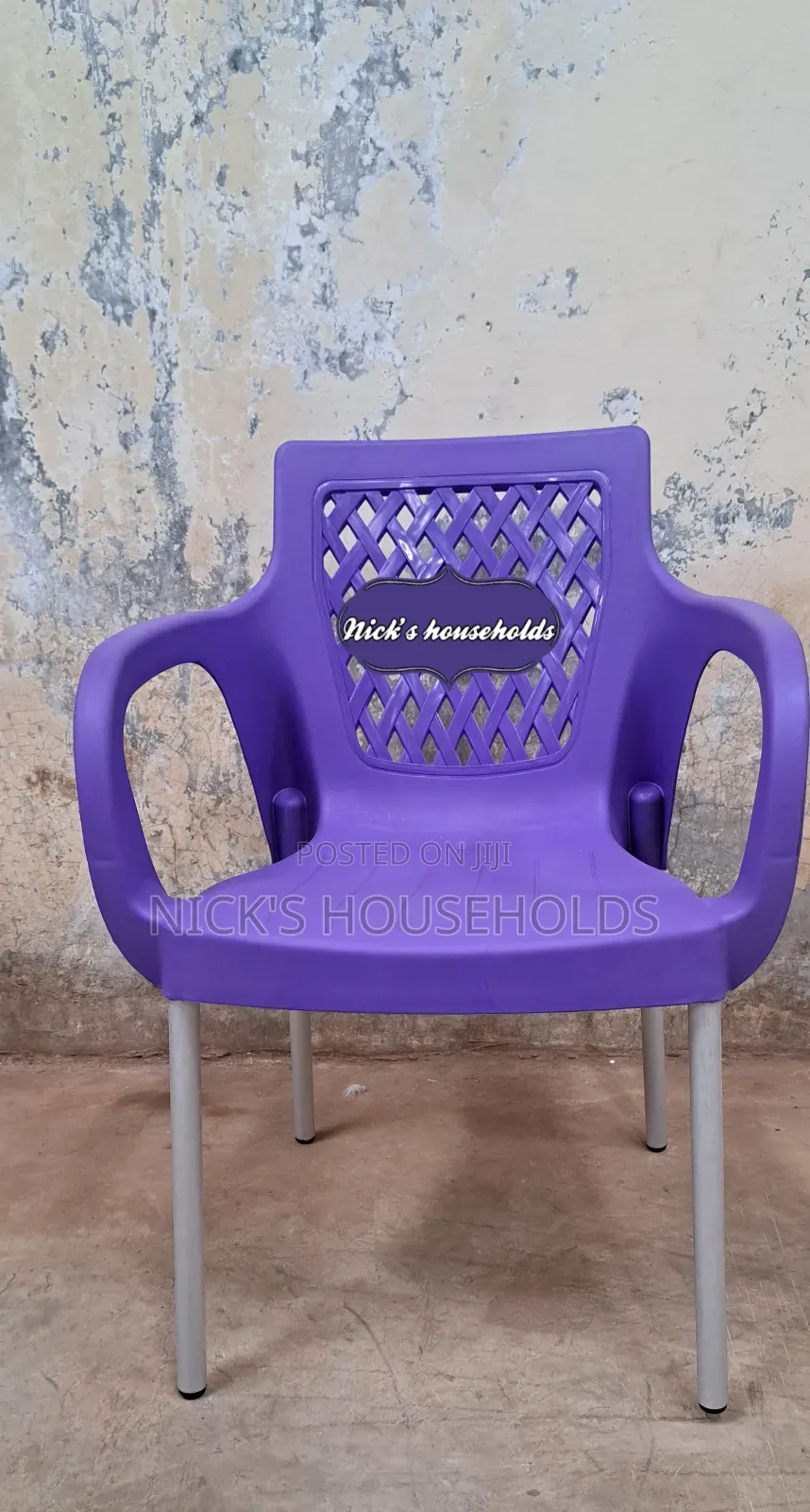 Plastic Chairs With High Arms and Metal Legs
