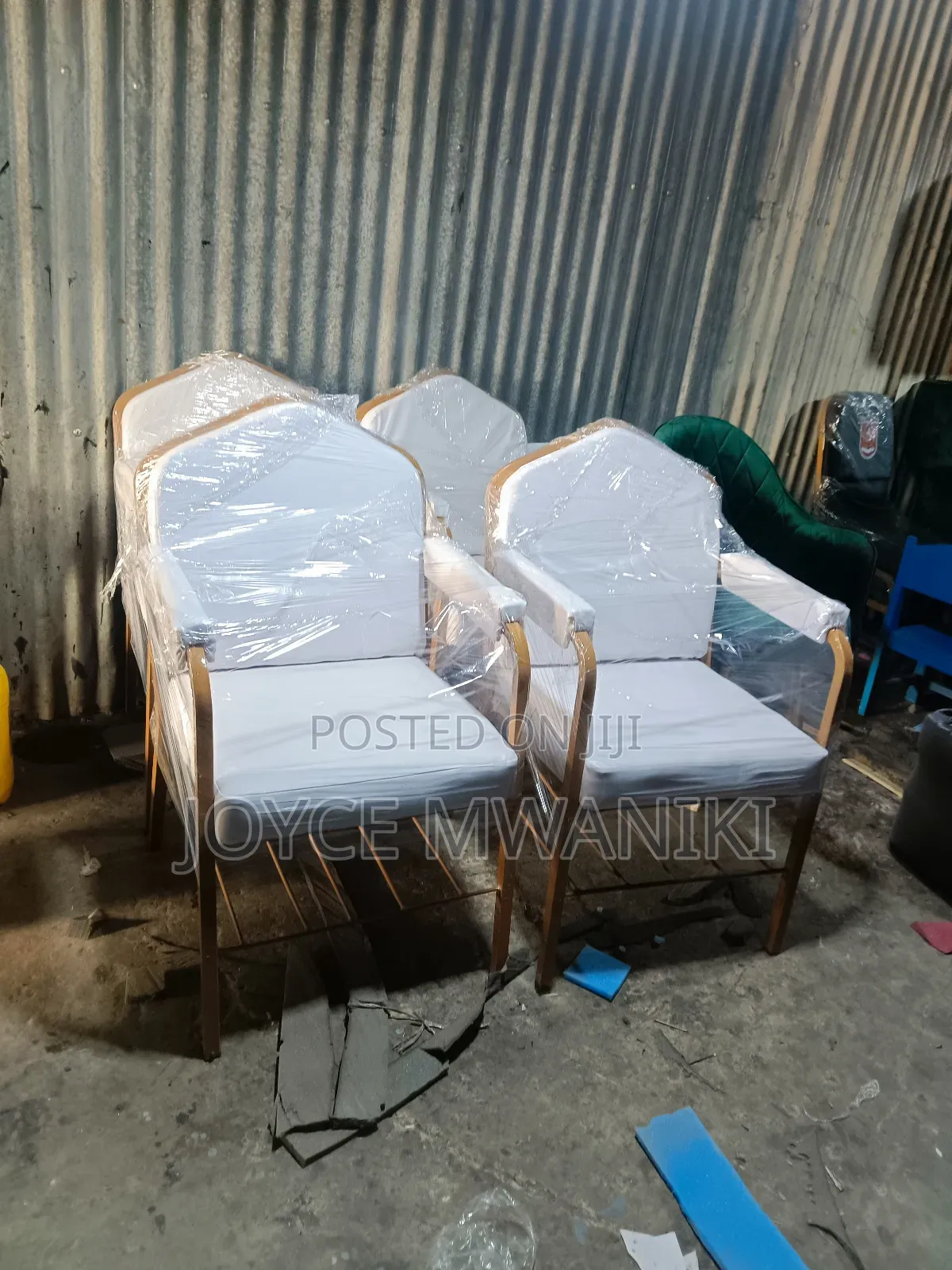 White Leather Church Chairs, With Armrest 