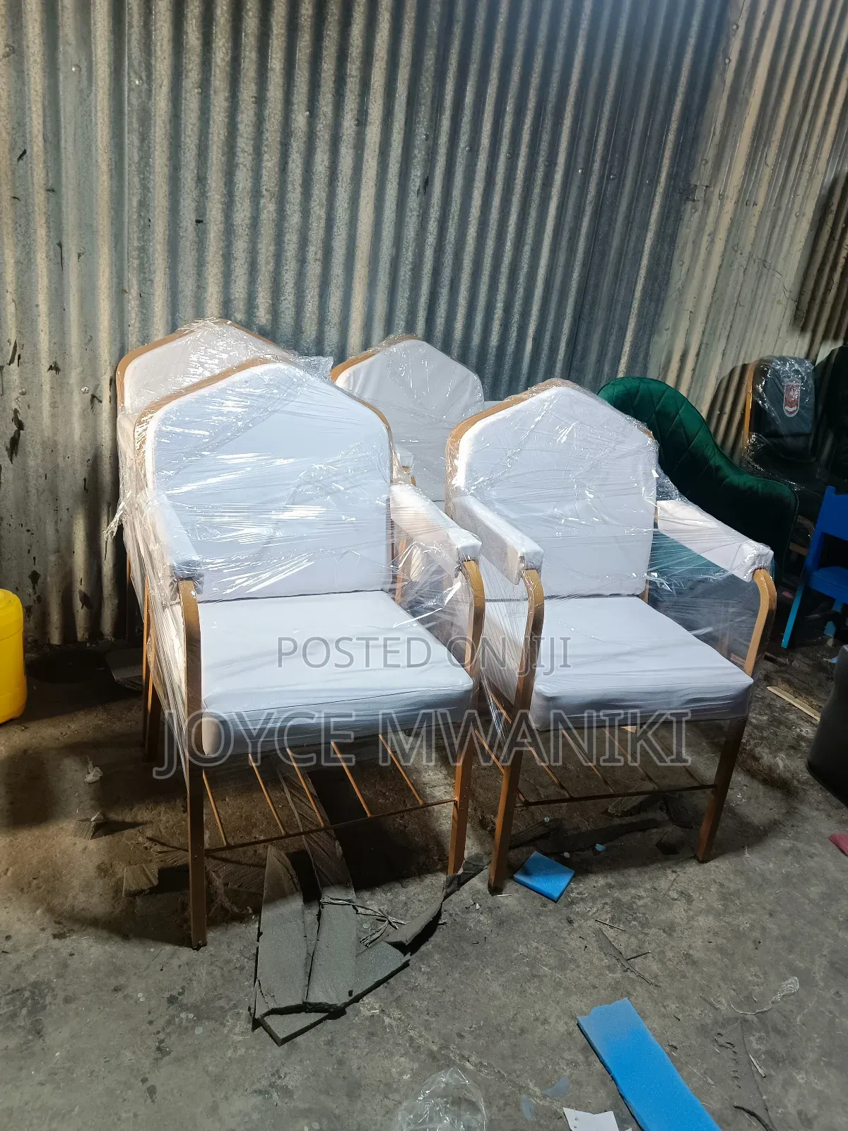 White Leather Church Chairs, With Armrest 