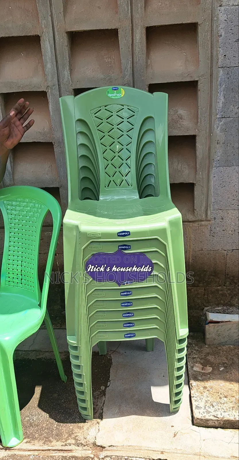 Jungle Green Armless Plastic Chairs