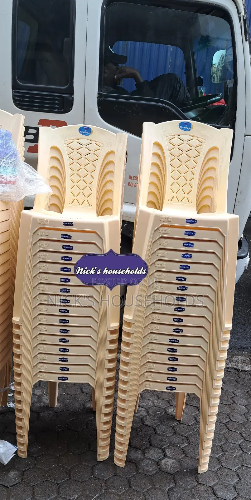 Ivory Armless Plastic Chairs