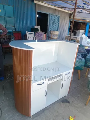Reception Desk, White and Brown 