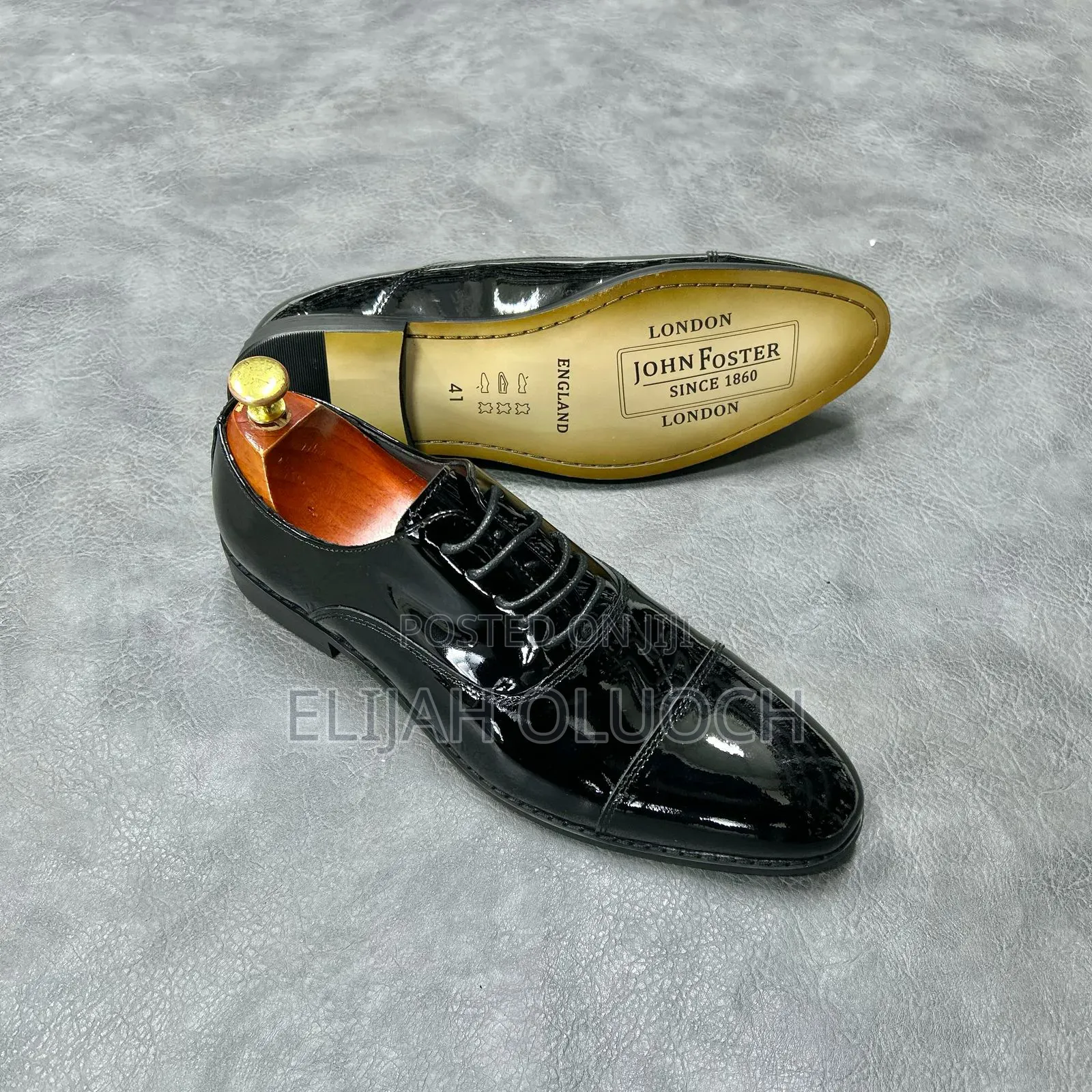John Foster Wet Look Pure Leather Official Shoe