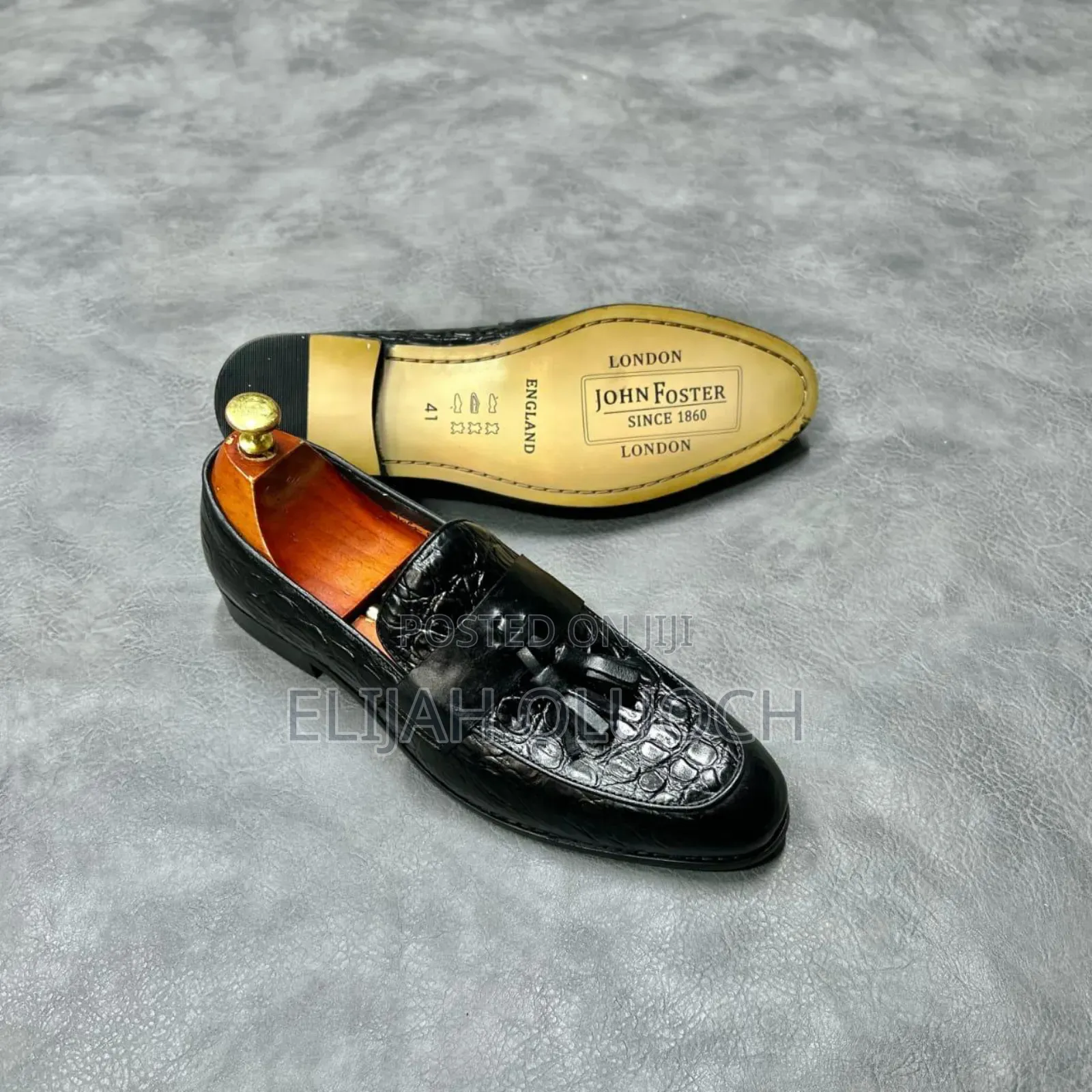 John Foster Wet Look Pure Leather Official Shoe