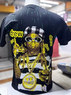 Drew Black Decorated Short Sleeved Men's T-Shirts