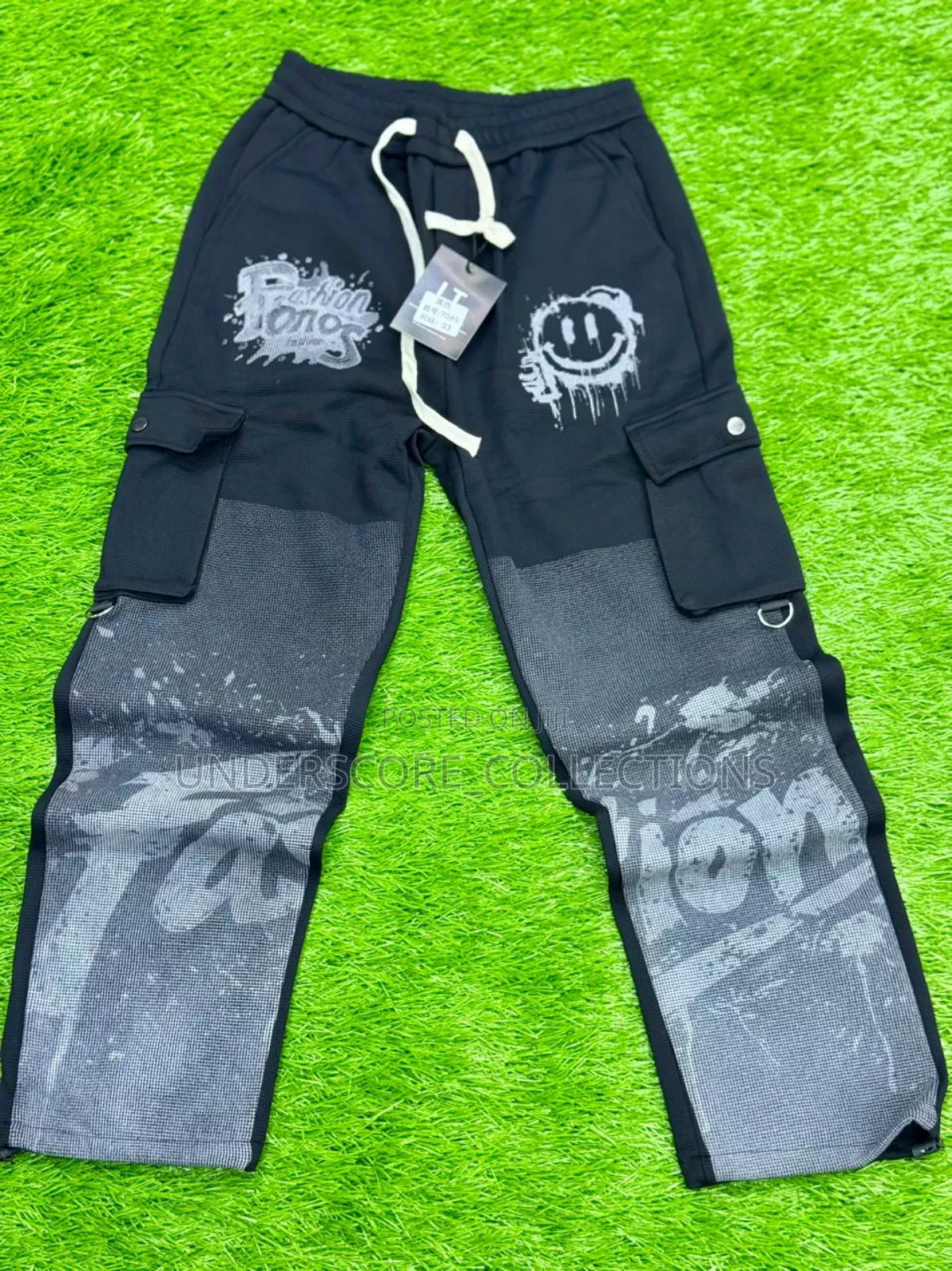 Black Graffiti Designed Pants