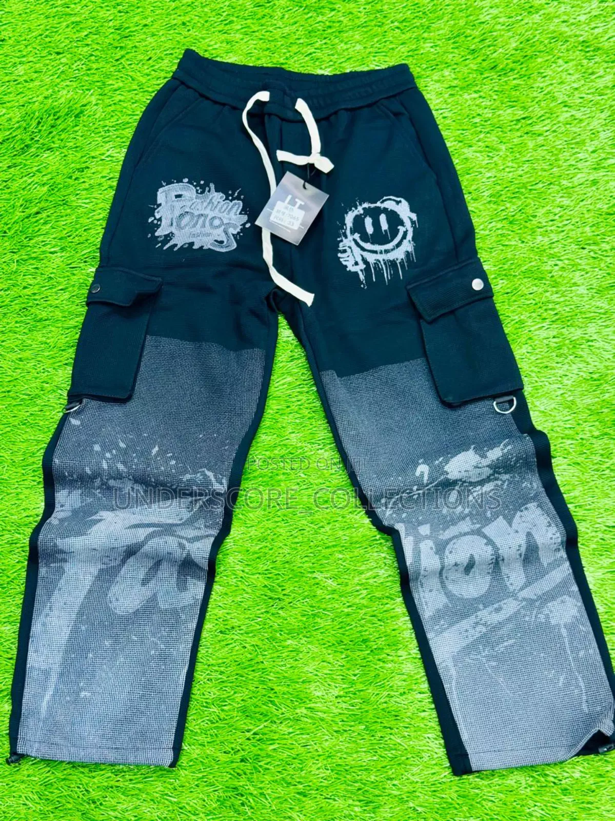 Black Graffiti Designed Pants