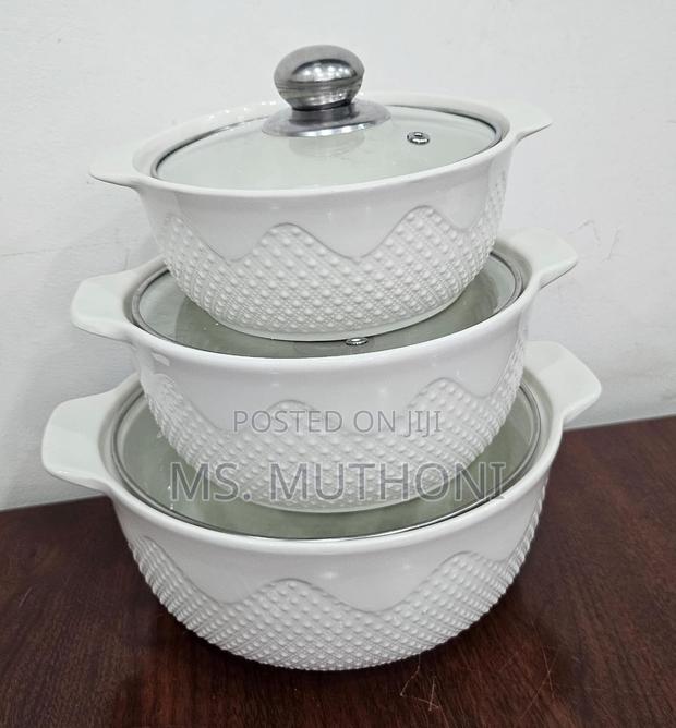 New and Unique Patterns 3 Ceramic Serving Dishes Set - main view