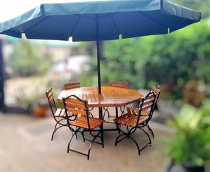 A Handsome Metallic Gazebo/Garden Umbrella, 6 Seater