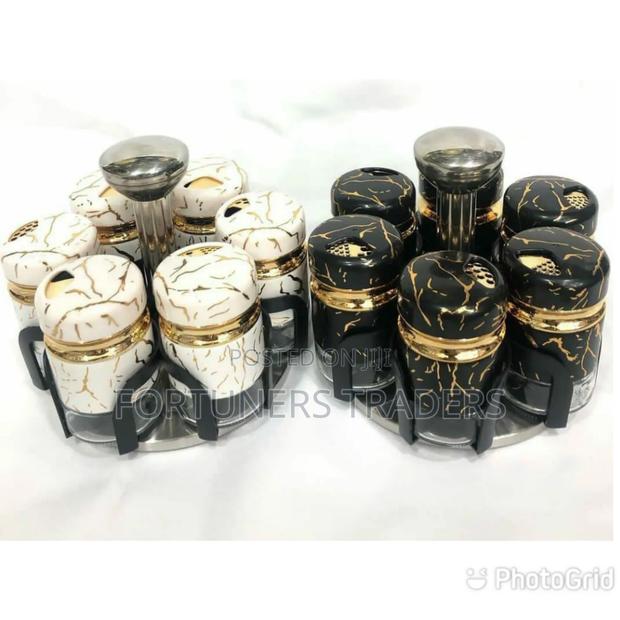 7pcs Marble Rotating Spice Jars