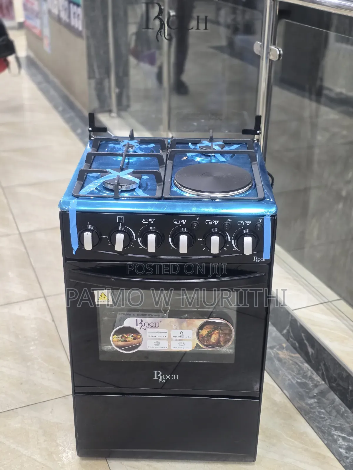 Roch Standing Cooker 3gas +1e, Electric Oven 50×55cm