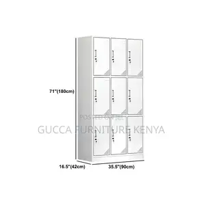 Cabinets:9-Locker Modern Style Metal Wardrobe White Cabinet