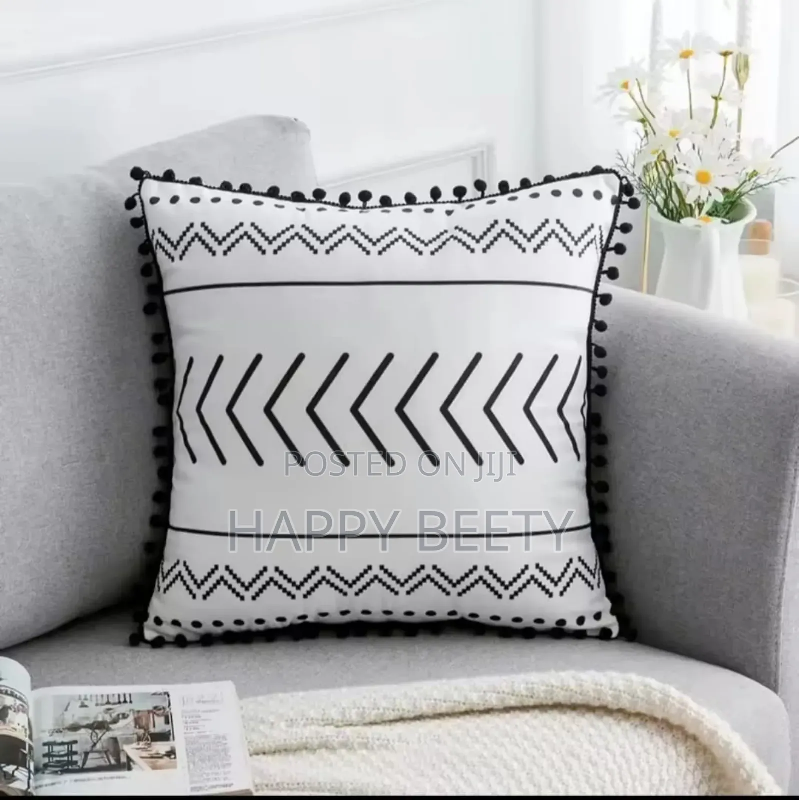 Black and White Cotton Throw Covers