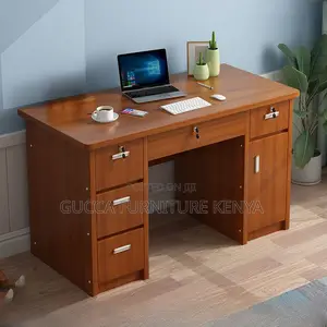 Office Tables: 140cm Work-From-Home Desk-Soft-Close Drawer