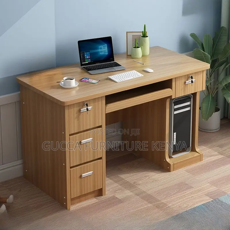 Office Tables: 140cm Work-From-Home Desk-Soft-Close Drawer