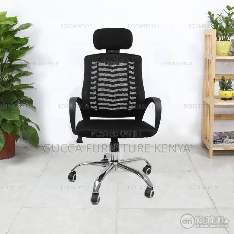 Office Chairs: Arfordable Black Headrest Mesh Swivel Chair