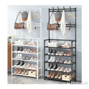 Multifunctional 5-Tier Shoe/Coat Rack With Hanging Hooks