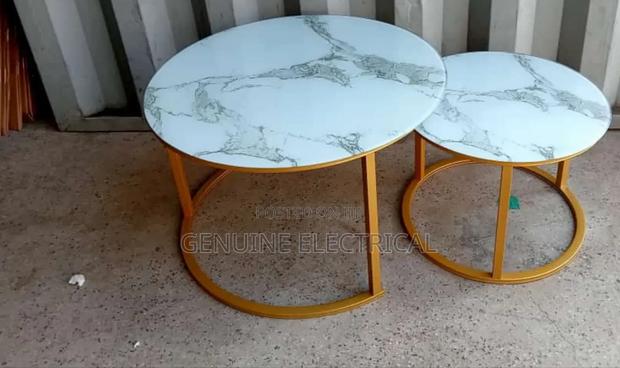 Coffee Table Nordic 2pc Set Large White Round Nesting Table - main view