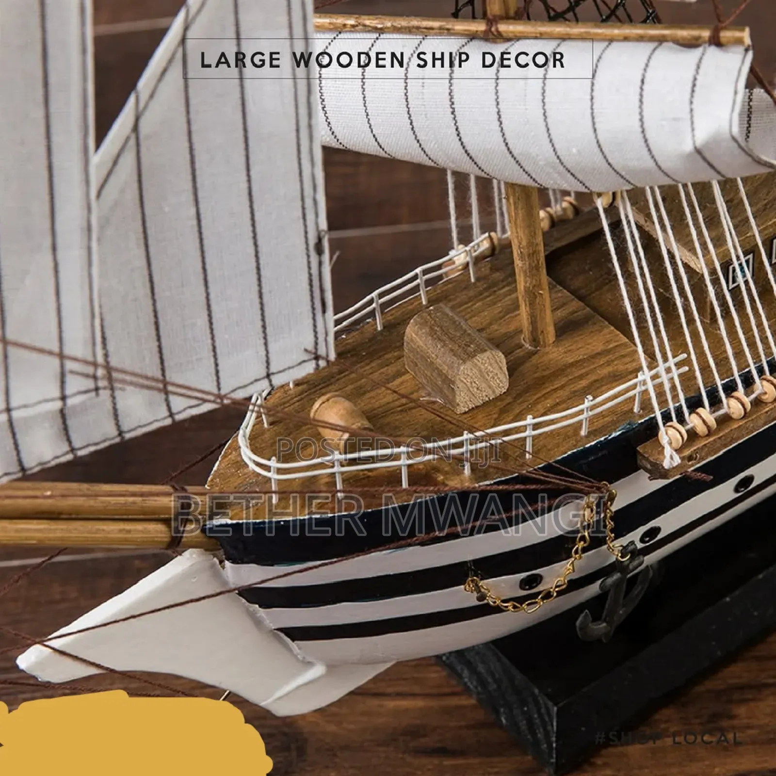 Wooden Mediterranean Sailboat Model in Kenya