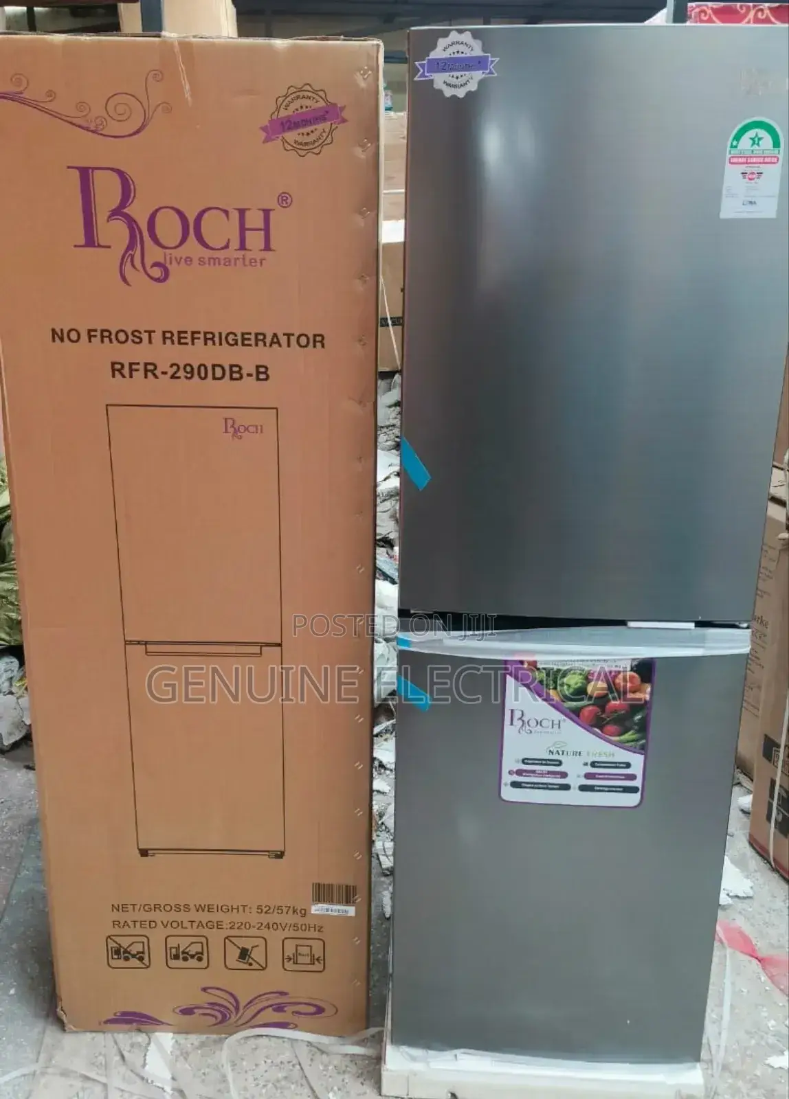 Refregirator Roch RFR 290-Db-B, Bottom Freezer- Silver