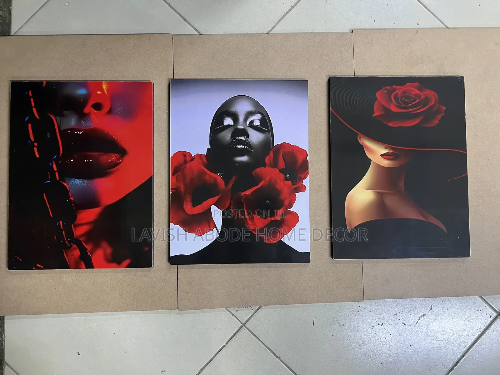 Red Theme Wall Art Wall Hanging 3pc Set