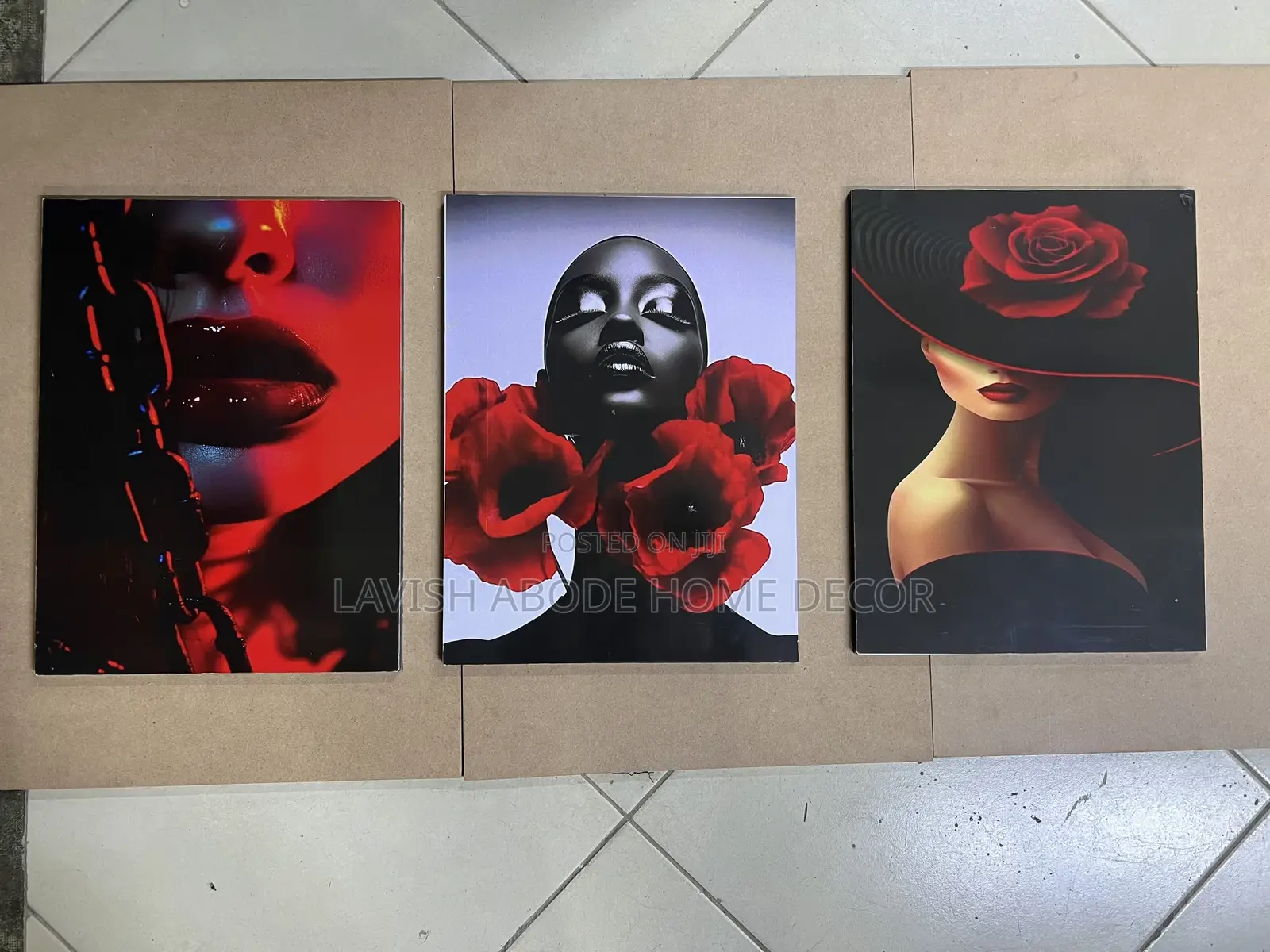 Red Theme Wall Art Wall Hanging 3pc Set