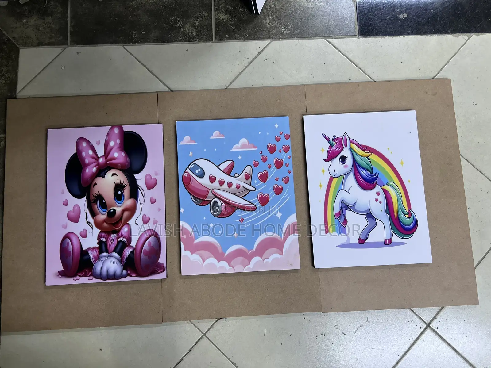 Baby Girl Set of 3 Wall Hanging Wall Art