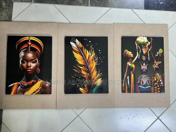 Gold and Black Wall Hanging Set of 3 Wall Art
