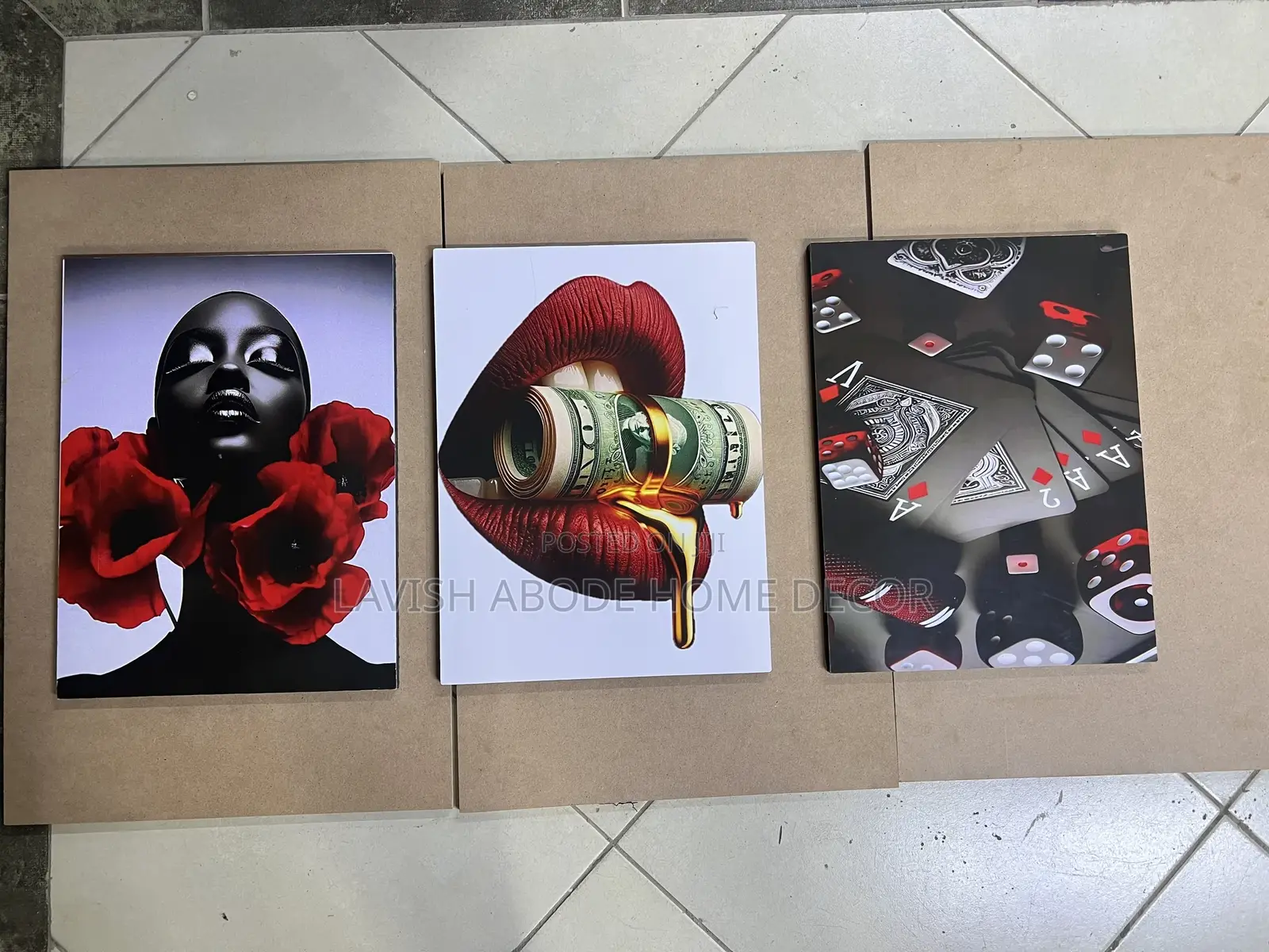 Set of 3 Lady Lip Dollar Wall Hangings Wall Decor