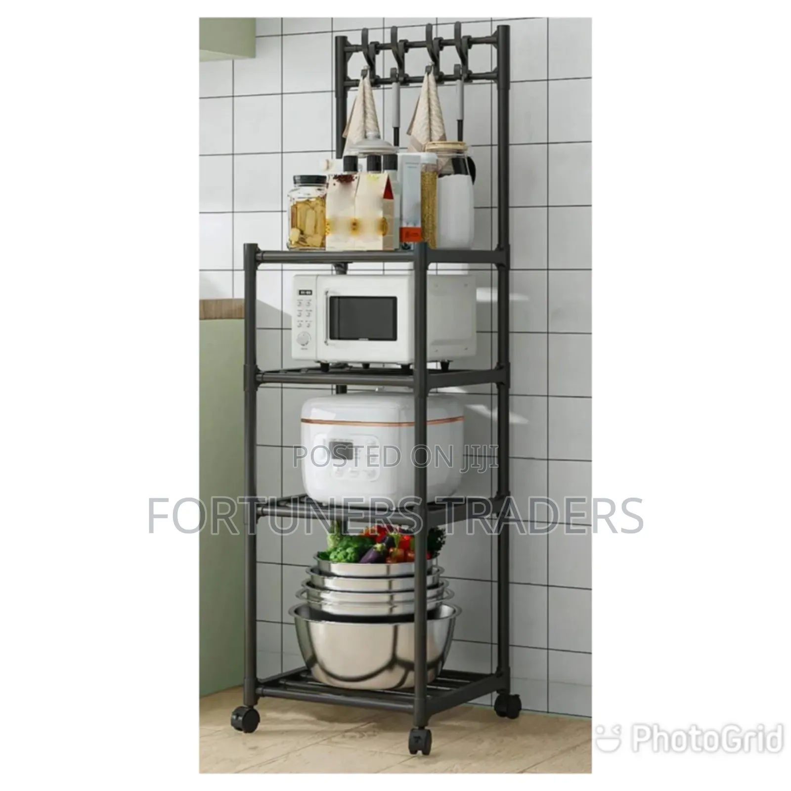 4 Tier Multipurpose Rack With Hooks