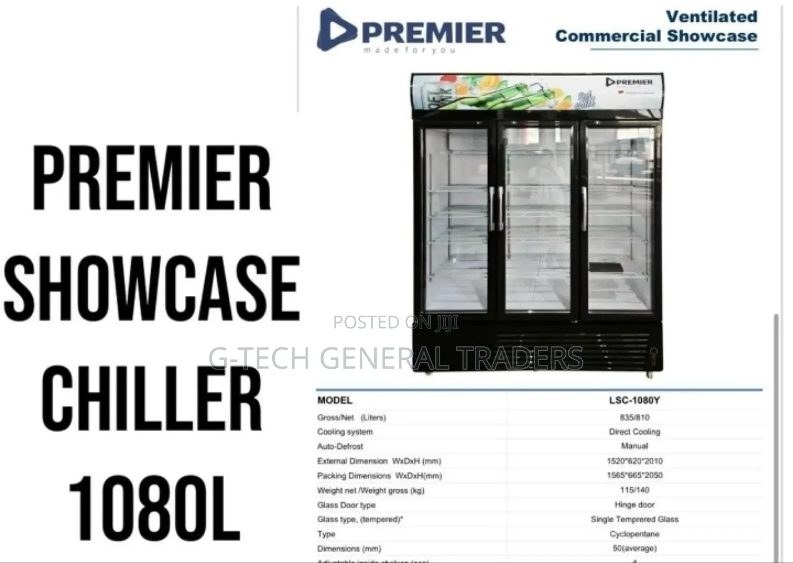 Premier Upright Showcase 1080l Commercial Freezer