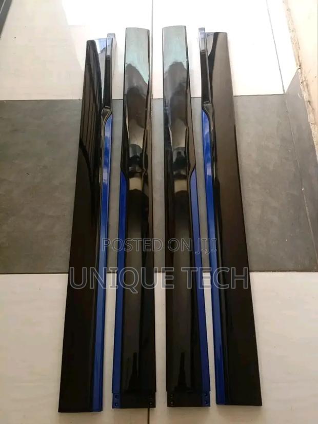 Black With Blue Car Side Skirts - main view