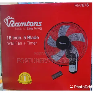 *Rm/676 Ramtons 16 Inches Wall Fan 5 Blades With Remote*
