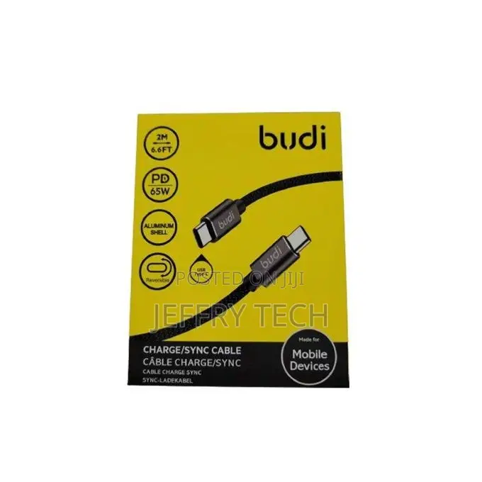 Usb-C to Usb-C Reversible Braided Cable Pd 65w 2m Black
