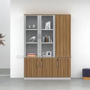 Cabinets: 3-Door Modish Timber Shelving Storage Cabinet