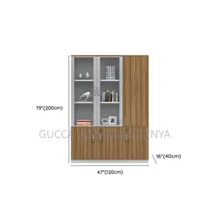 Cabinets: 3-Door Modish Timber Shelving Storage Cabinet