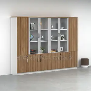 Cabinets: 3-Door Modish Timber Shelving Storage Cabinet