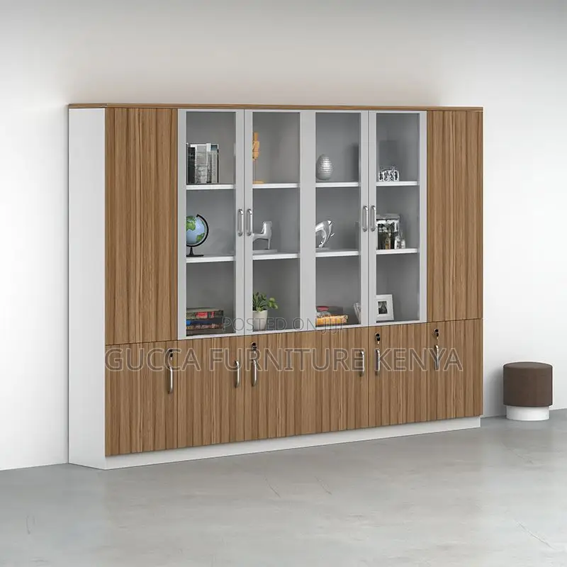 Cabinets: 3-Door Modish Timber Shelving Storage Cabinet