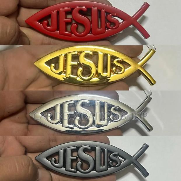 Fish Designed Jesus Badge - main view