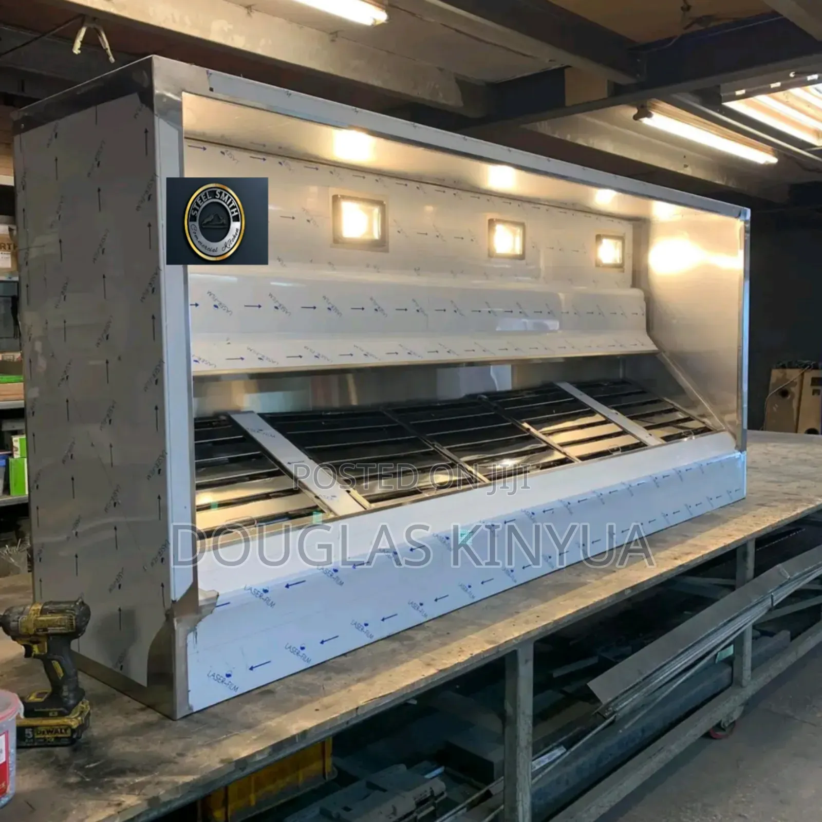 Island Stainless Steel Commercial Exhauster Hood.