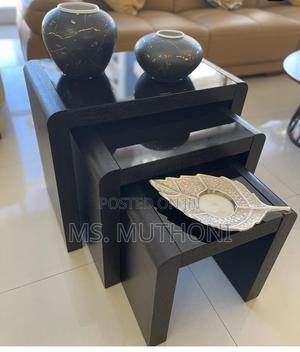 *Black 3 in 1 Marble Coffee Tables Set - thumbnail 2