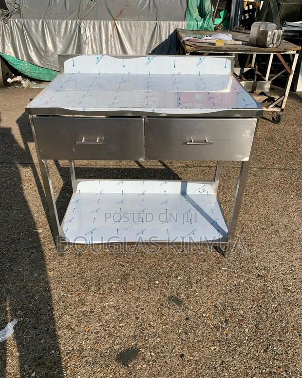 Office Stainless Steel Working Top With Drawers.