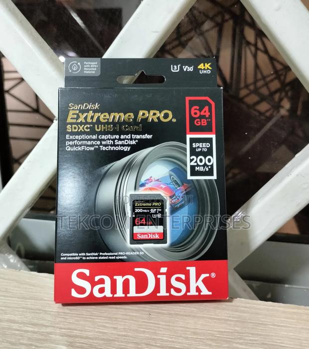 Sandisk 64gb Extreme Pro (200mb/S) Uhs-I SDXC Memory Card - main view