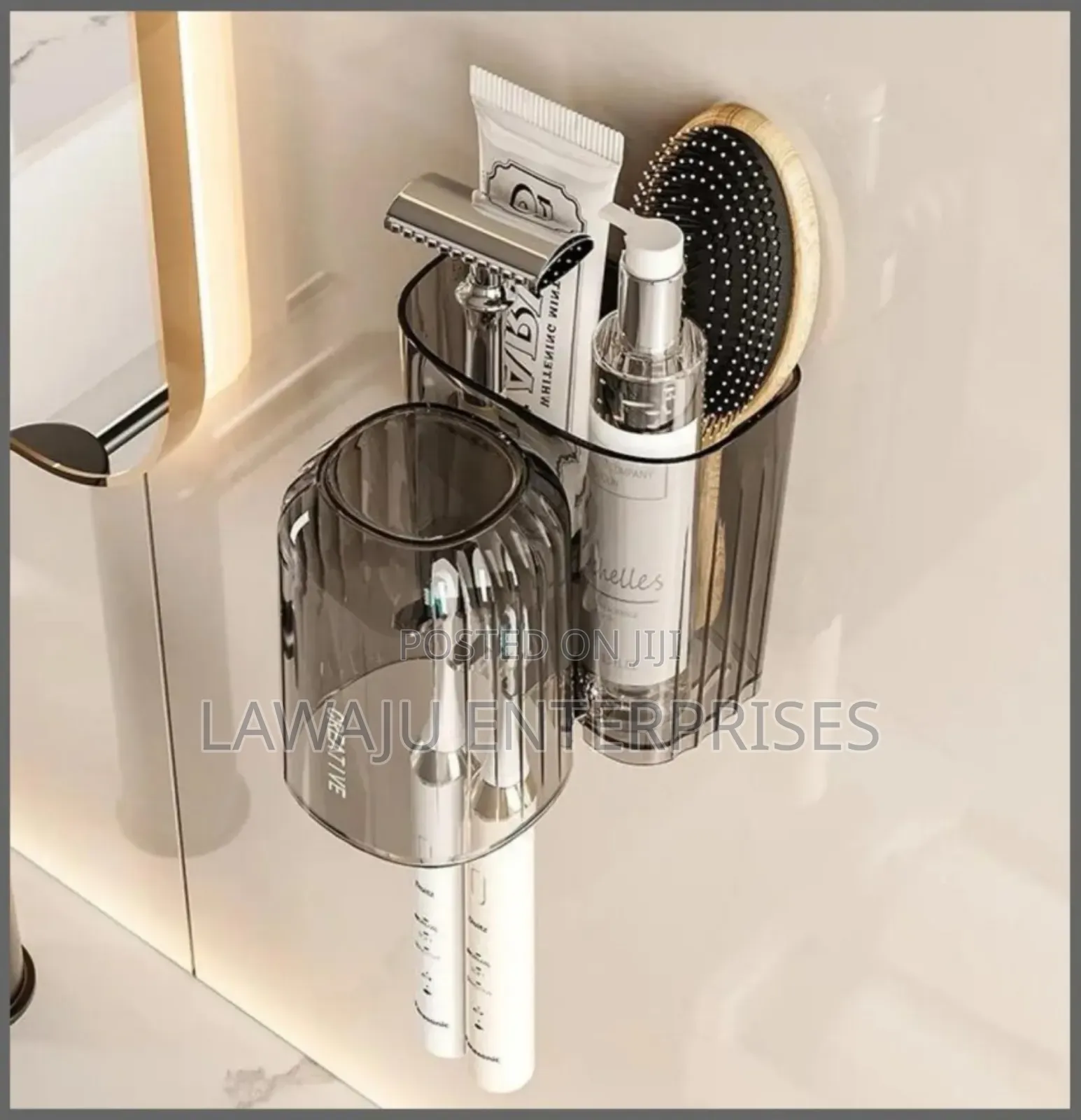 Acrylic Wall Mounted Toothbrush Holder With Storage